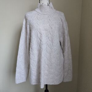 Joie Wool Blend Tunic Sweater Womens L Mock Neck Cable Knit